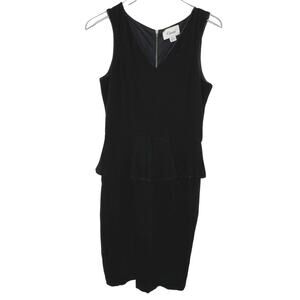 Ganni M Eleanor Peplum Dress Black Sheath Sleeveless Stretch Anthropologie
